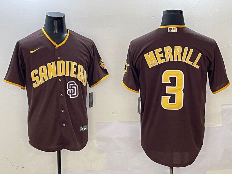 Men San Diego Padres #3 Merrill Brown Game 2025 Nike MLB Jersey style 8->philadelphia phillies->MLB Jersey